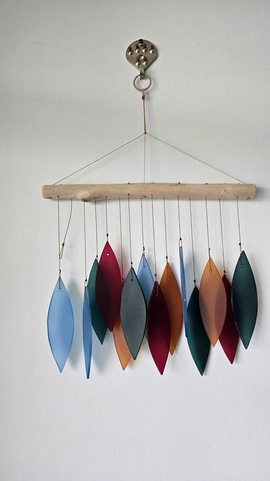 Handmade Driftwood and Glass Leaf Wall Hanging