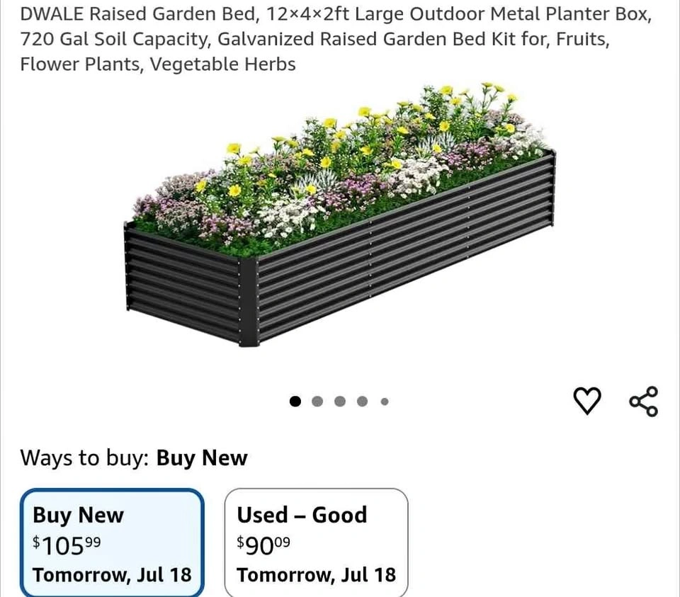 12x4x2 Aluminum Raised Garden Bed - New