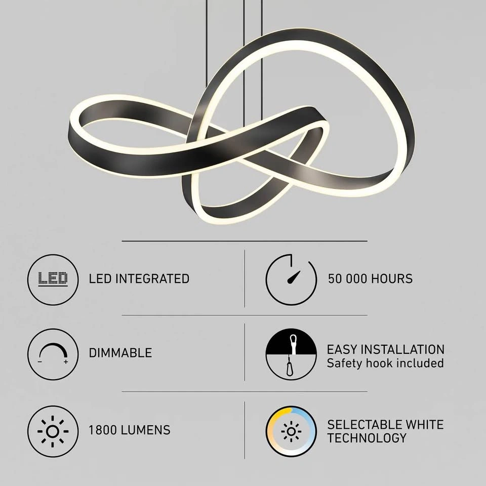 Artika Modern LED Pendant Chandelier – Matte Black | Brand New - photo 3