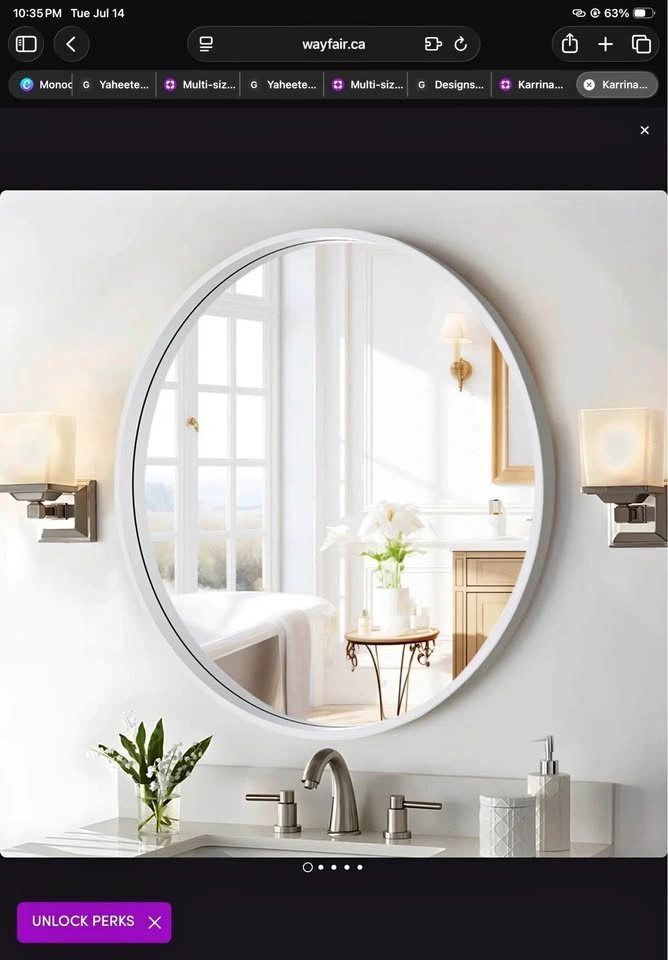 Round Accent Wall Mirror – White | Brand New