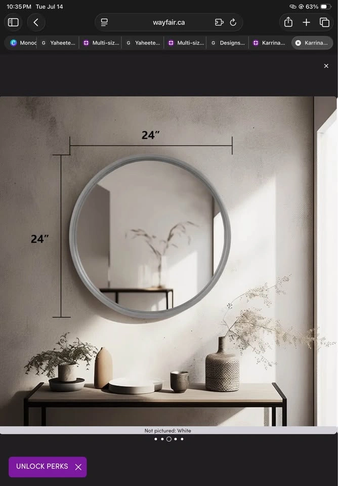 Round Accent Wall Mirror – White | Brand New - photo 2