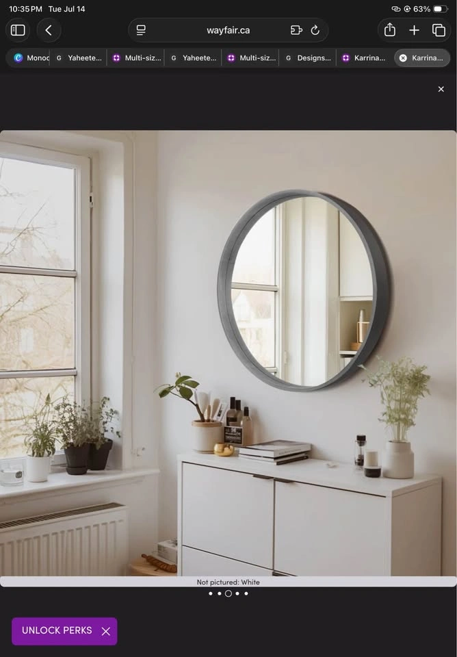 Round Accent Wall Mirror – White | Brand New - photo 4