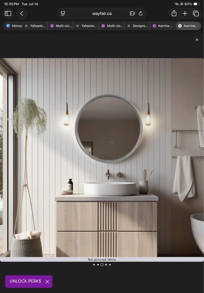 Round Accent Wall Mirror – White | Brand New - photo 5