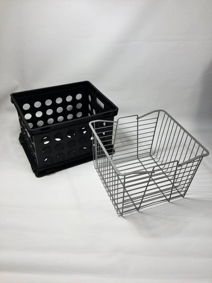Storage Silver Metal Basket / Plastic Black Crate, $5 each
