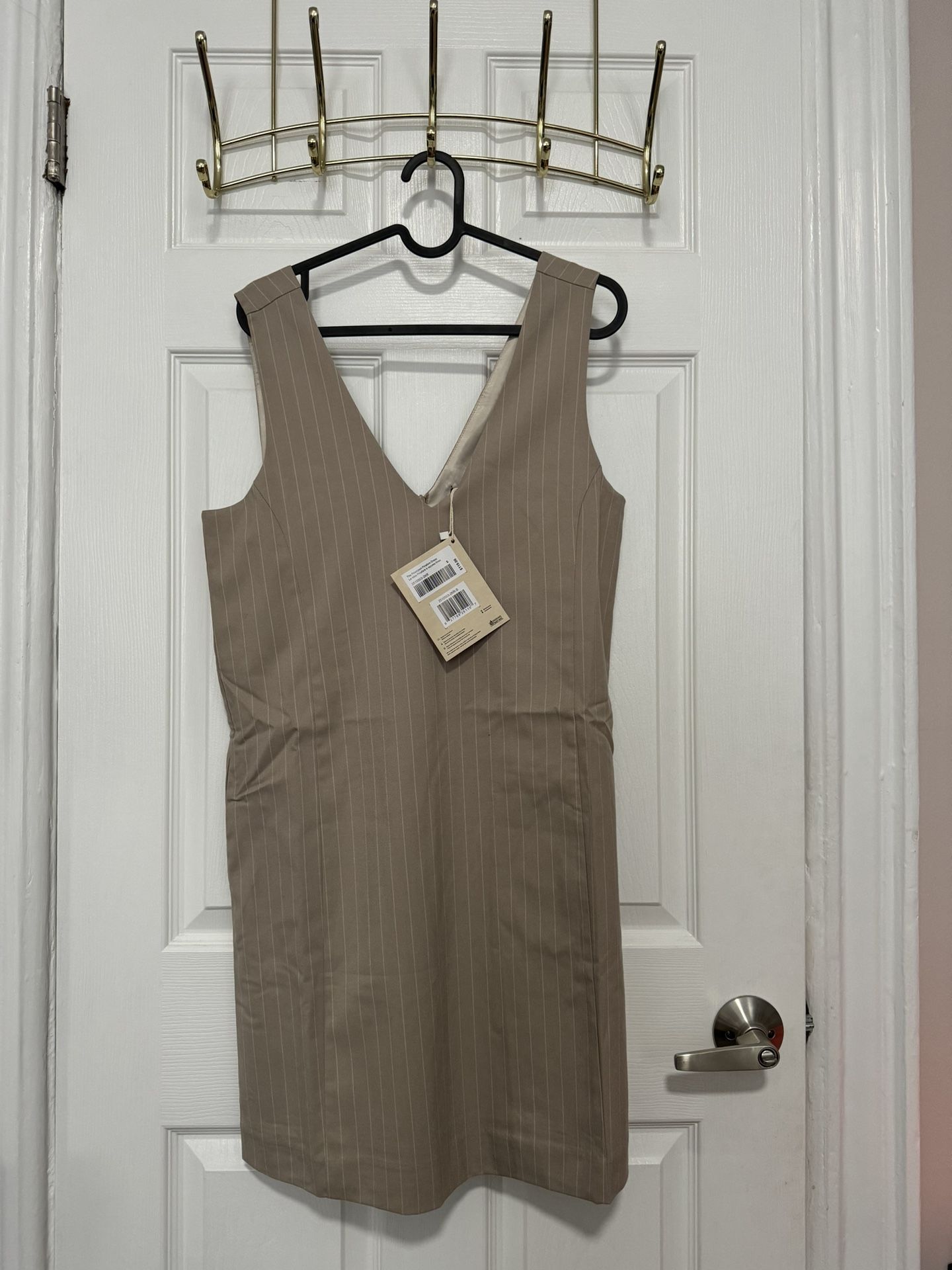 The Pinstriped Pinafore Dress in Oxford Tan (small) - photo 2