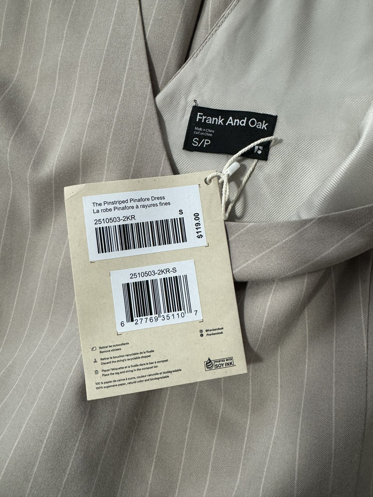 The Pinstriped Pinafore Dress in Oxford Tan (small) - photo 4