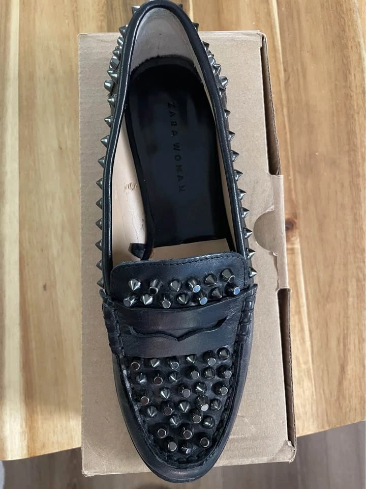 Zara Women Black Studded Loafers/Moccasins - photo 4