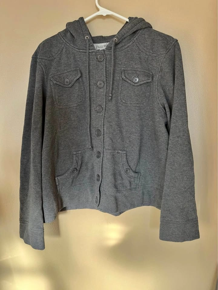 Olivia Sky Button-Up Hoodie - XL