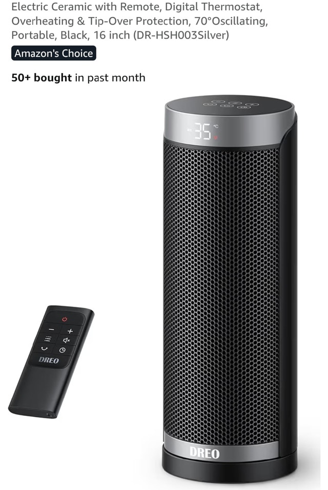 Dreo oscillating space heater with remote