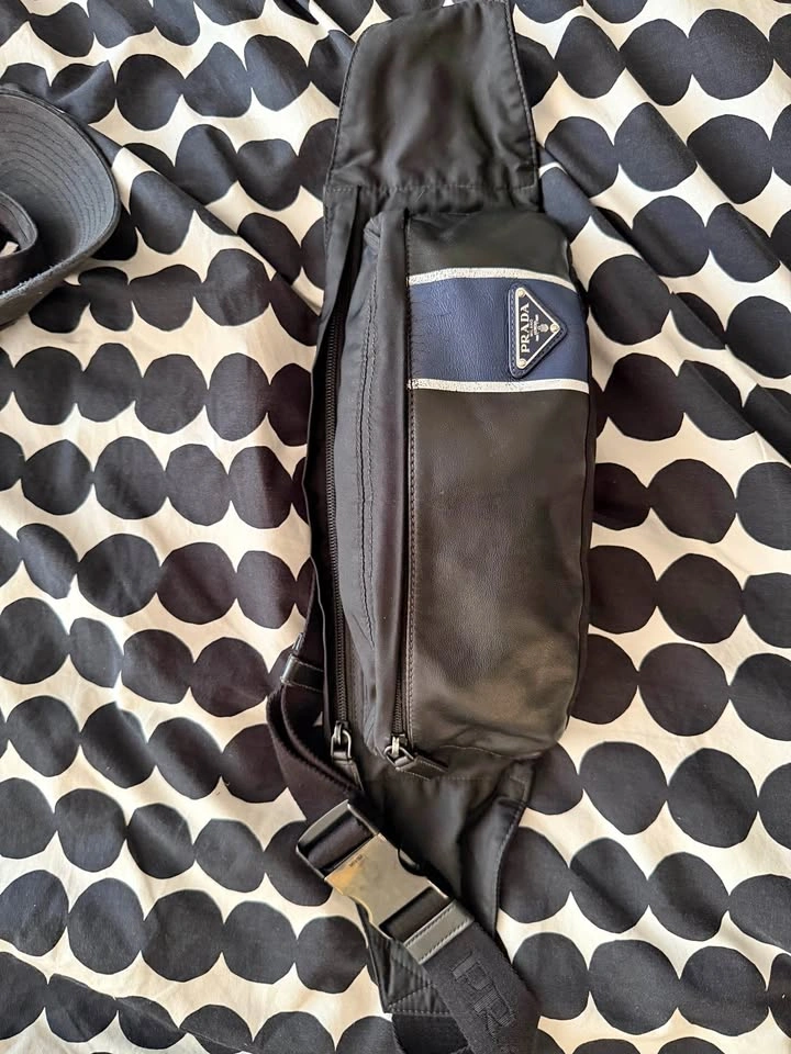 Authentic Prada Black Nappa Tessuto Nylon Belt Bag
