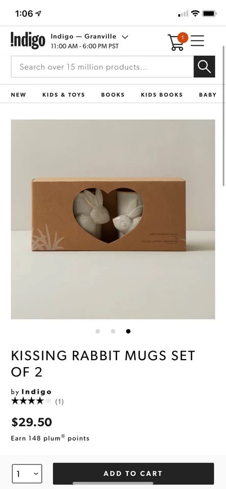 KISSING BUNNY MUGS SET OF 2 - photo 3