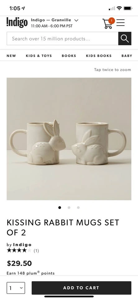 KISSING BUNNY MUGS SET OF 2 - photo 4