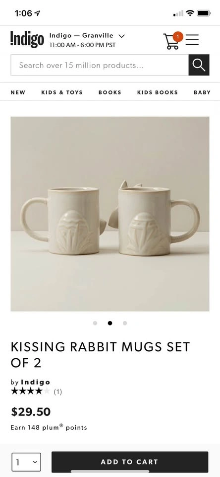 KISSING BUNNY MUGS SET OF 2 - photo 5