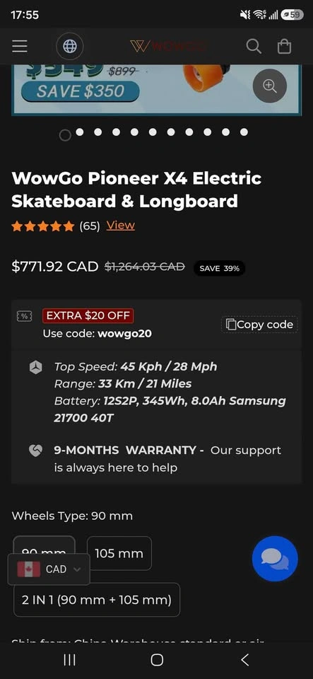 WowGo Pioneer X4 Electric Skateboard - photo 3