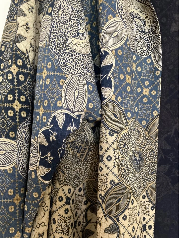 Zara Womens Navy Blue Beige Long Sleeve Paisley Print Cardigan B - photo 2