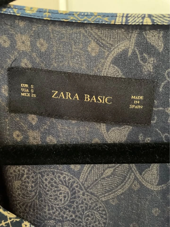 Zara Womens Navy Blue Beige Long Sleeve Paisley Print Cardigan B - photo 4