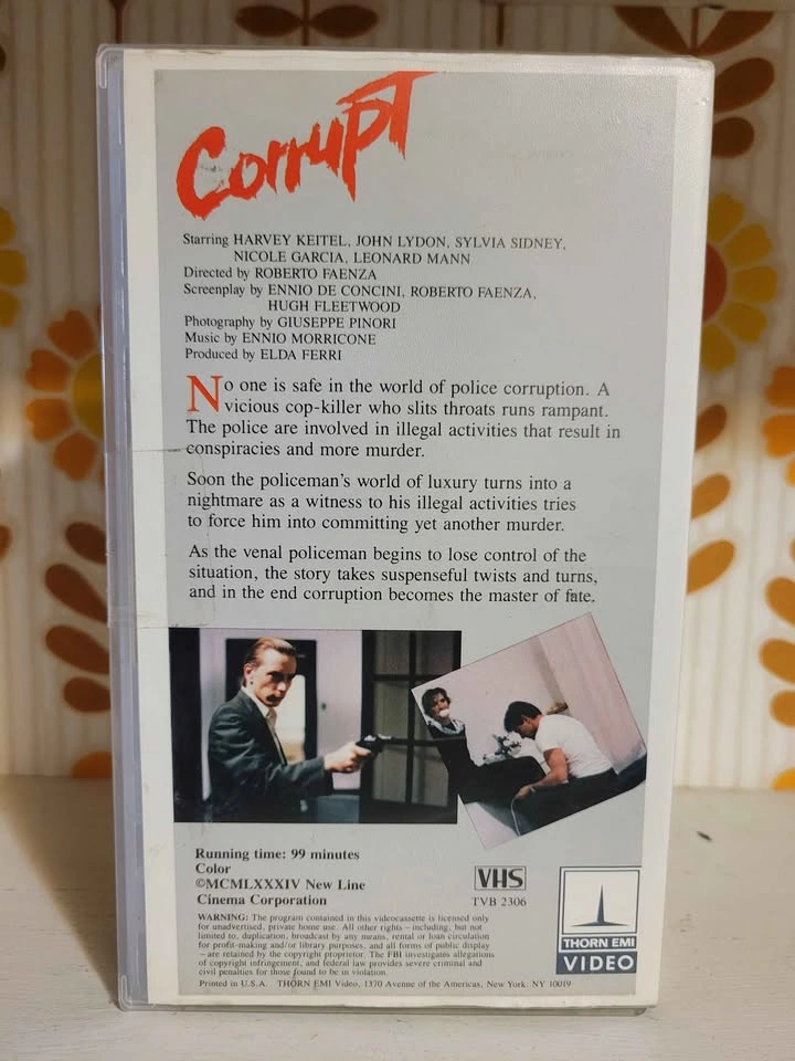 Corrupt (1983) Rare Cult Crime/Thriller VHS Movie - photo 2