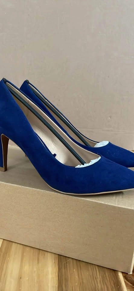BLUE FAUX SUEDE HEELS - photo 2