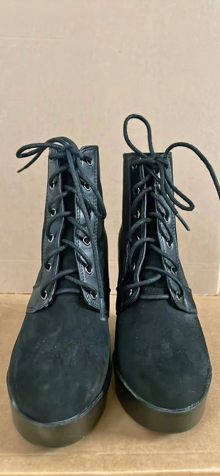 BLACK FAUX SUEDE BOOTS