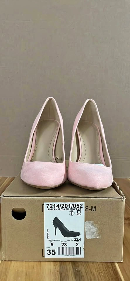PINK FAUX SUEDE KITTEN HEELS