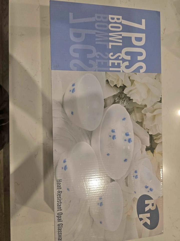 Brand New RK 7-Piece Heat-Resistant Opal Glassware Bowl Set