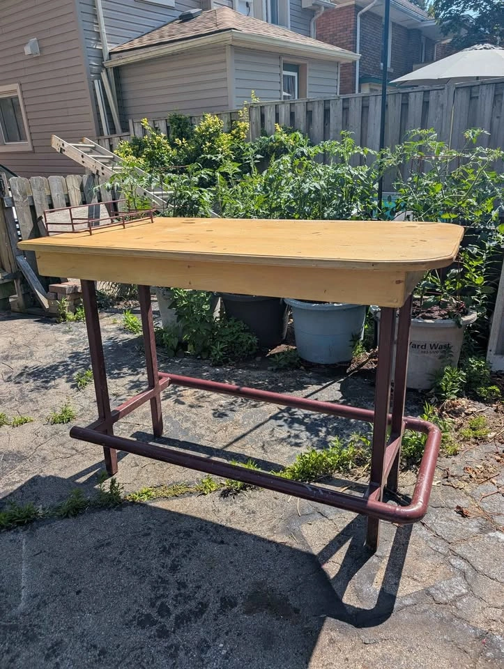Industrial Wood and Metal Bar Height Table - photo 2