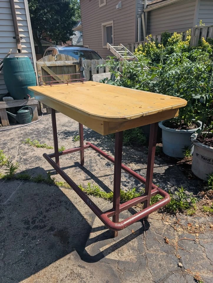 Industrial Wood and Metal Bar Height Table - photo 4