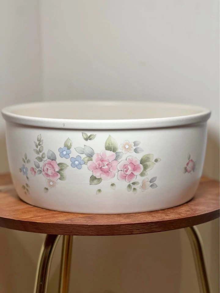 Rare Vintage Pfaltzgraff Tea Rose 10" Baking Crock
