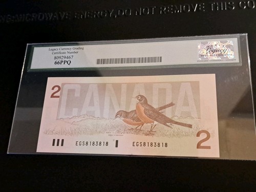 1986 Bank Of Canada $2 Radar Note Legacy 66 PPQ