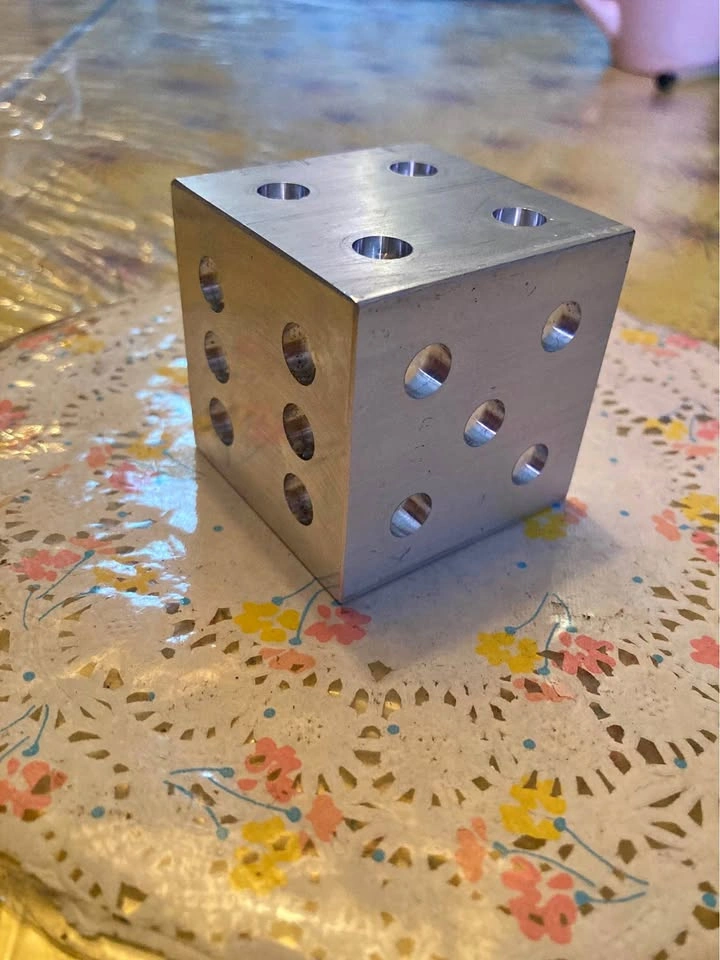 Hand machined solid aluminum dice
