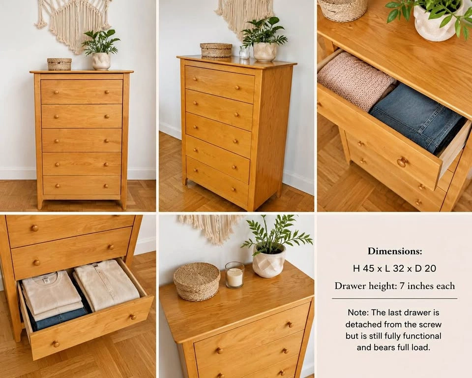 Solid Wood 5-Drawer Dresser / Chest – Excellent Condition