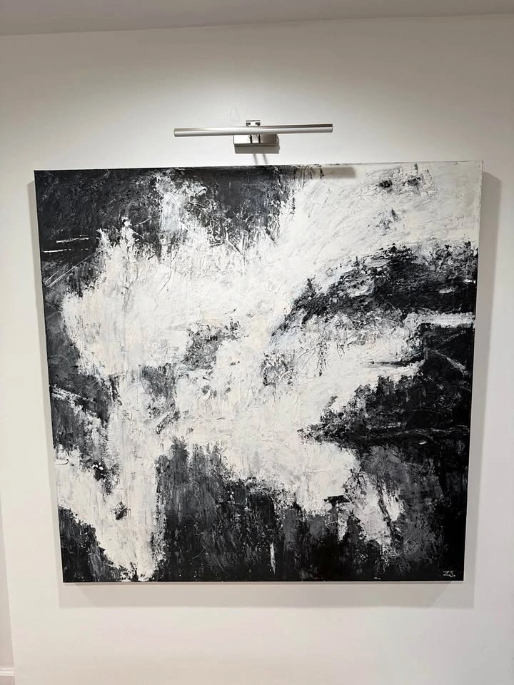 Large Black and White Abstract Painting