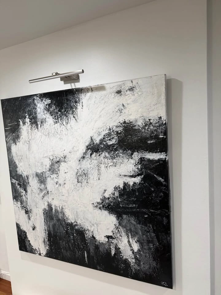 Large Black and White Abstract Painting - photo 2