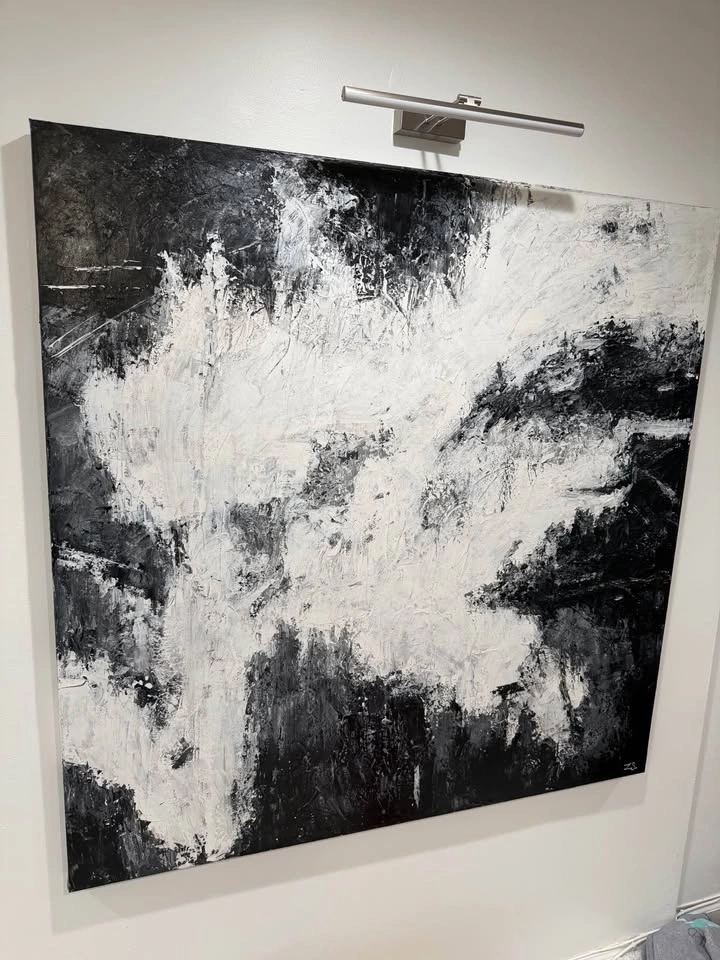 Large Black and White Abstract Painting - photo 3