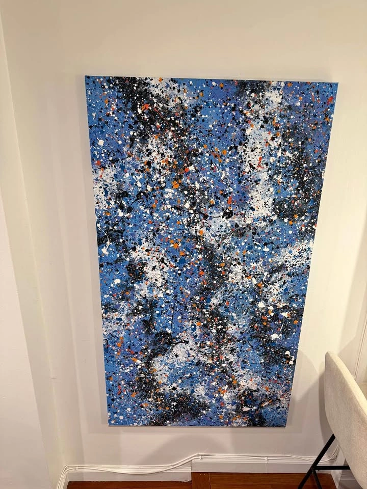 Large Abstract Splatter Painting
