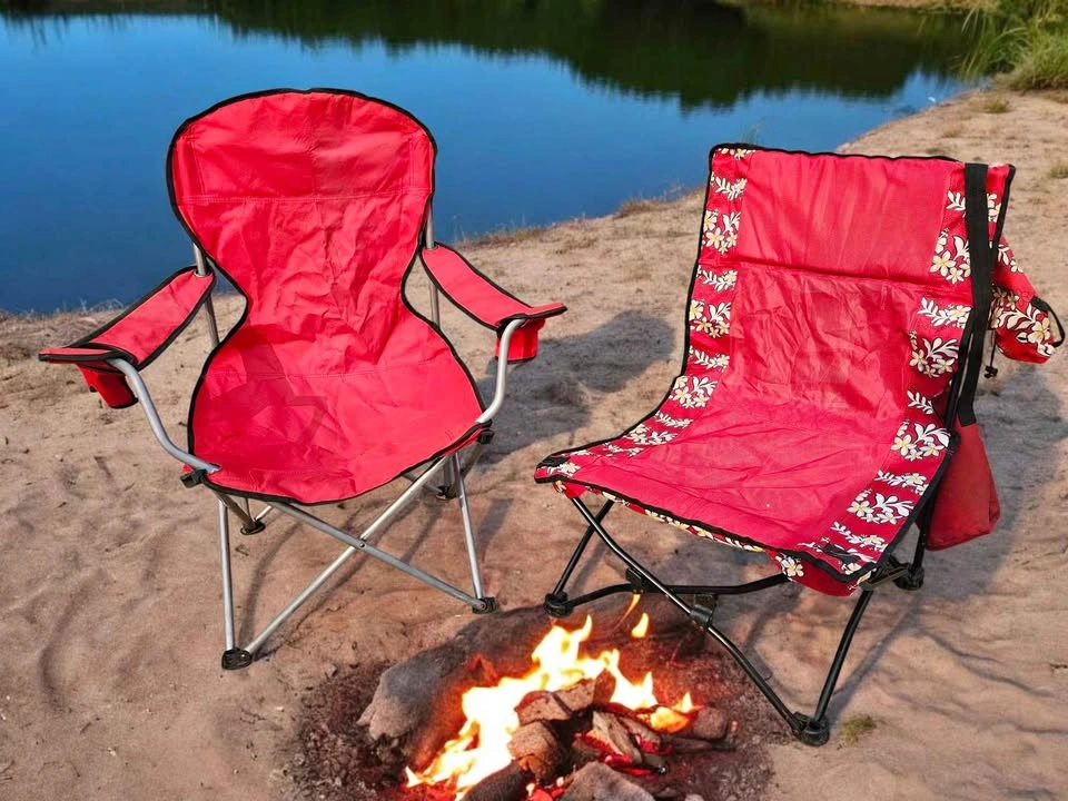 Two folding camp chairs