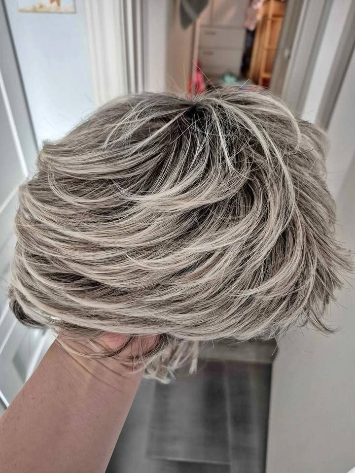 Short Layered Ash Blonde Highlighted Wig
