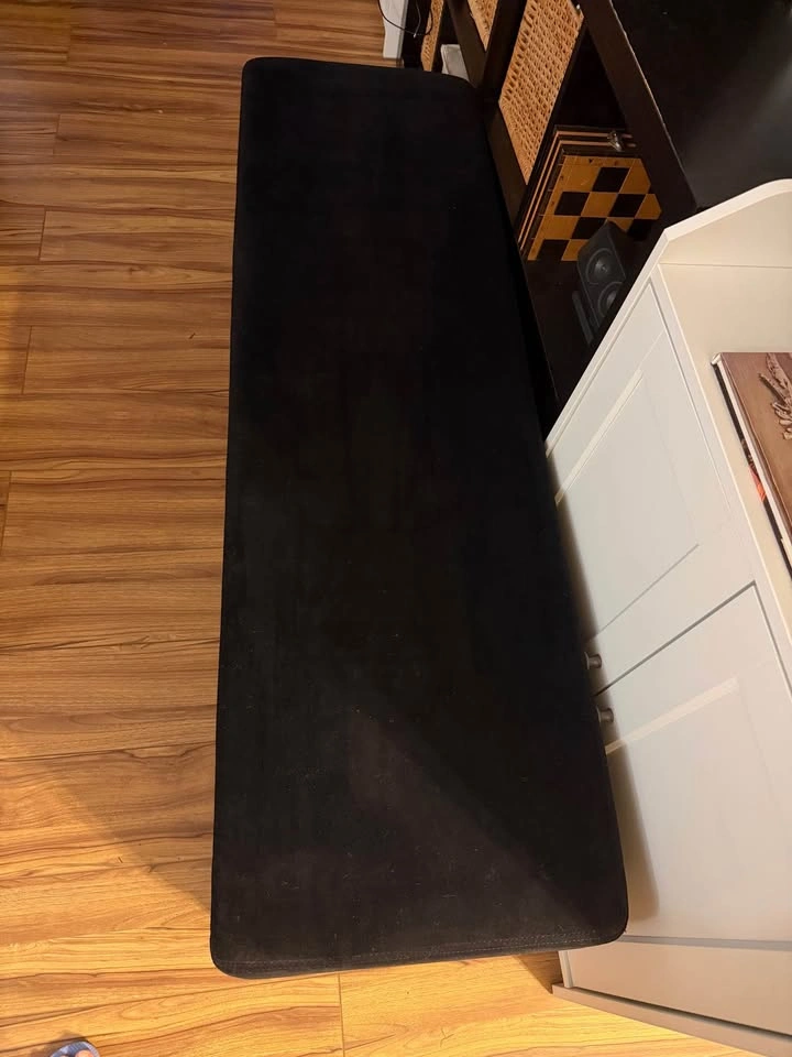Black Velvet Upholstered Bench with Nailhead Trim - photo 2