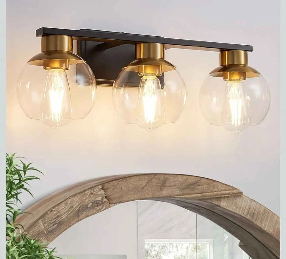 Light, vanity light black and gold, clear sconces - photo 2