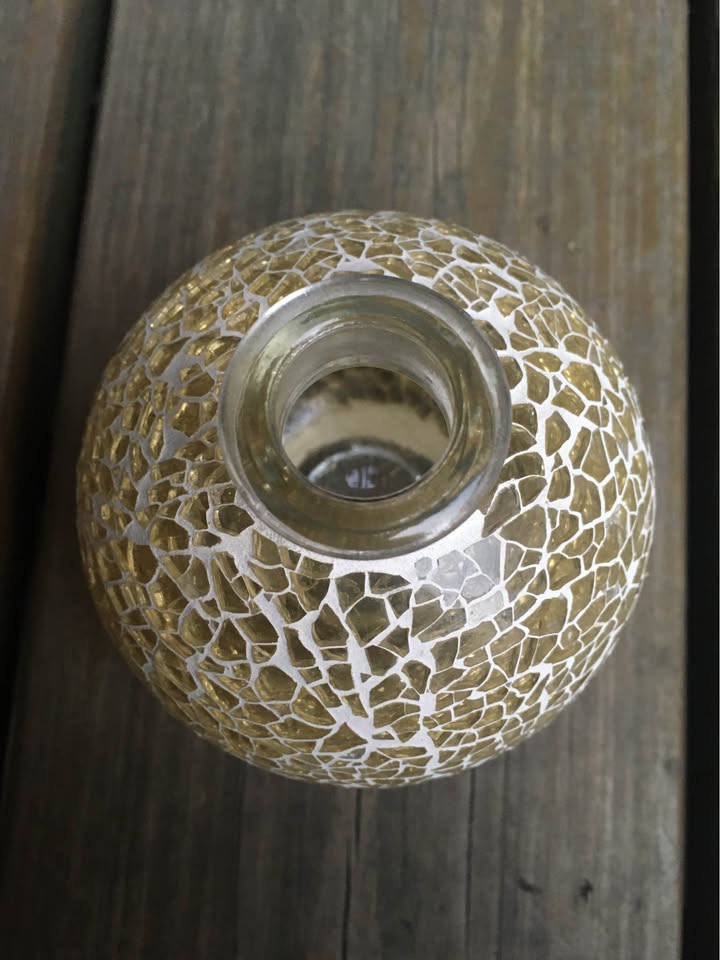 Gold Mosaic Decorative Glass Bottle - 4" Tall - Like New - photo 4