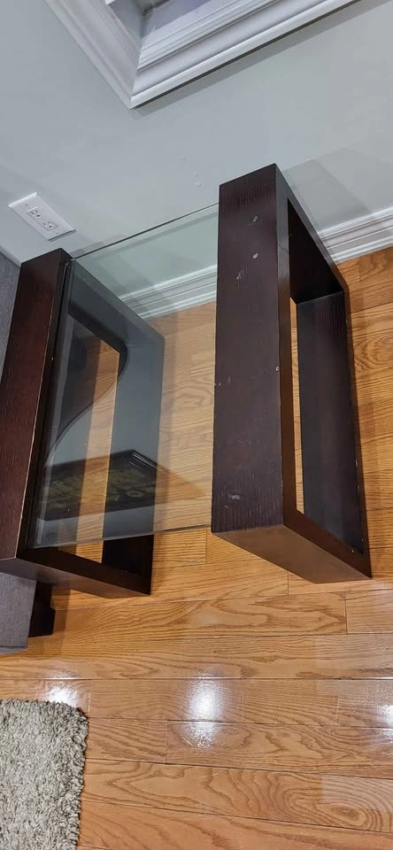 Modern Dark Wood and Glass Top End Table - photo 2