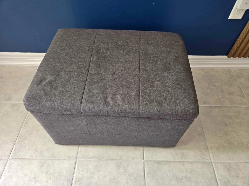 Grey Fabric Storage Ottoman Bench | Seat + Storage