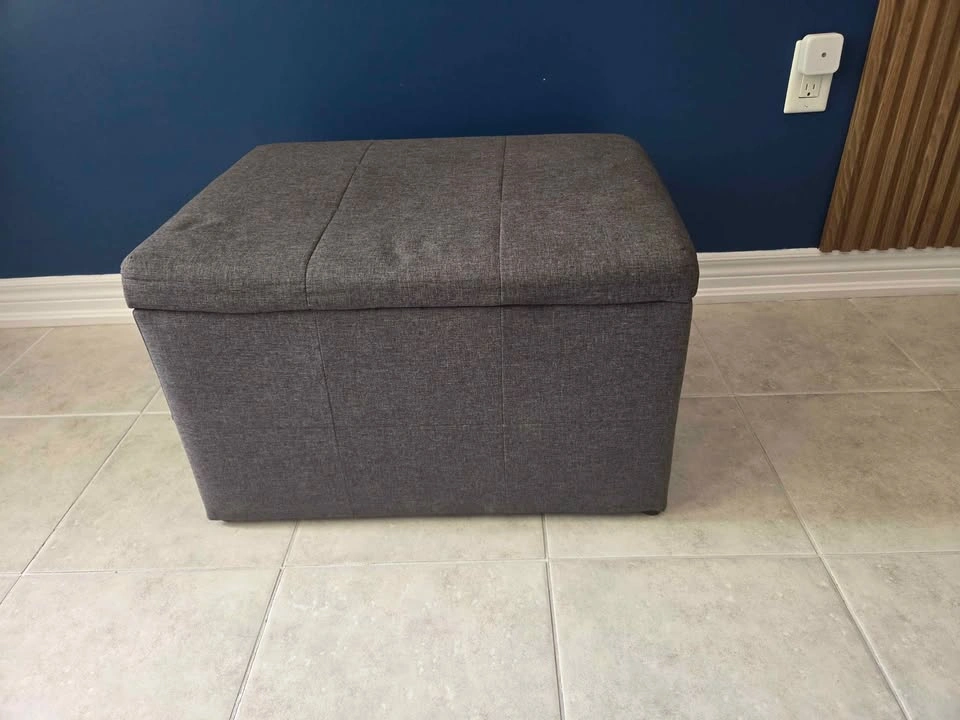 Grey Fabric Storage Ottoman Bench | Seat + Storage - photo 2