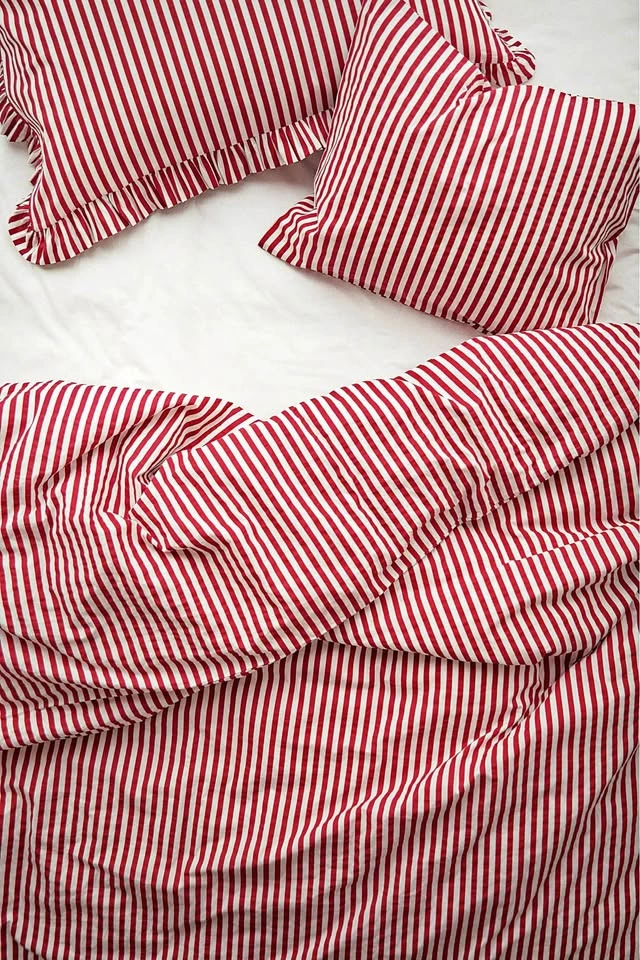 Red and White Striped Bedding Set (H&M)