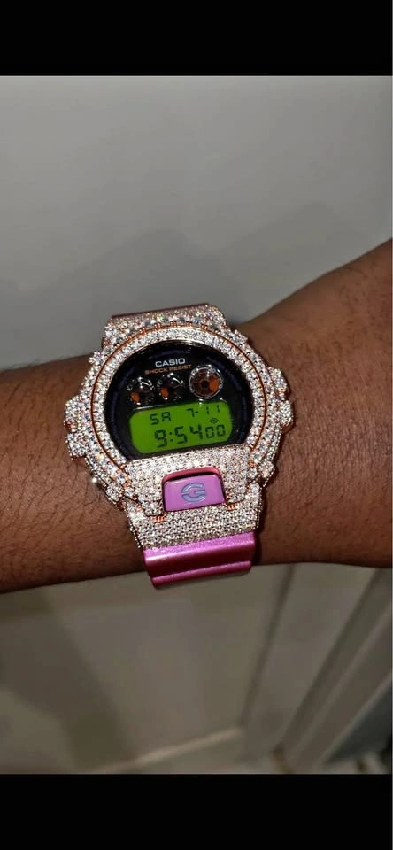 Iced Out G-SHOCK DW6900 PURPLE/GREEN