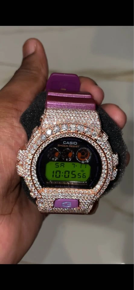Iced Out G-SHOCK DW6900 PURPLE/GREEN - photo 2