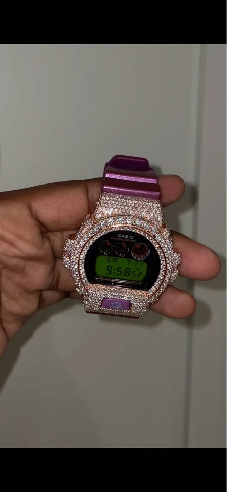 Iced Out G-SHOCK DW6900 PURPLE/GREEN - photo 3