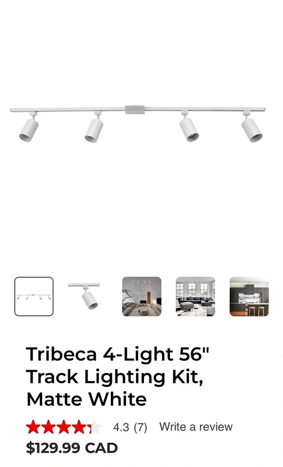 Tribeca 4 light 56’ track lighting kit