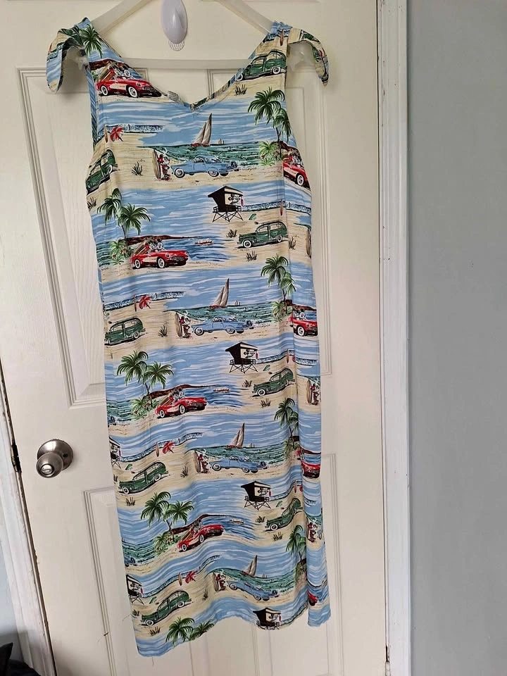 VTG The Disney Catalog Mickey and Minnie Mouse Beach Print Dress
