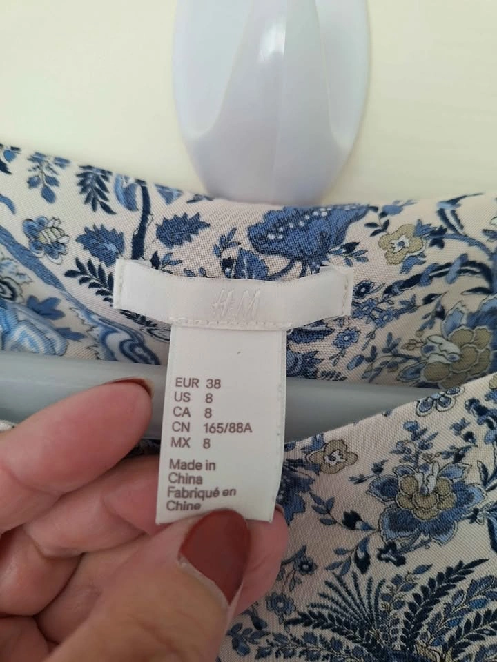 Blue and White Floral Split Sleeve Tunic Top - photo 5